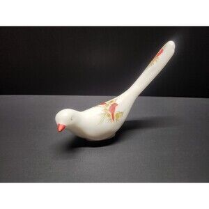 Fenton Bird of Happiness Cardinals Milk Glass Long Tail Hand Painted & Signed